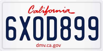 CA license plate 6XOD899