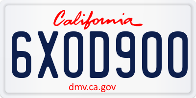 CA license plate 6XOD900