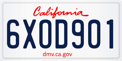 CA license plate 6XOD901