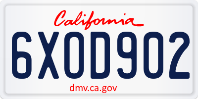 CA license plate 6XOD902