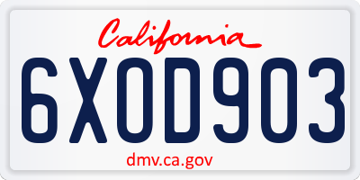 CA license plate 6XOD903