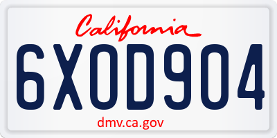 CA license plate 6XOD904