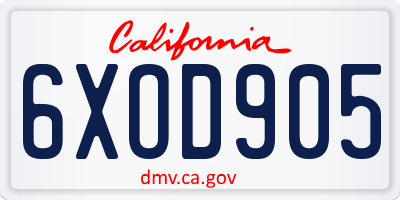 CA license plate 6XOD905