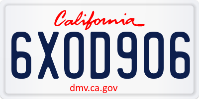 CA license plate 6XOD906