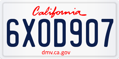 CA license plate 6XOD907