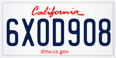 CA license plate 6XOD908