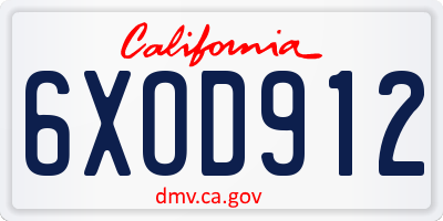 CA license plate 6XOD912