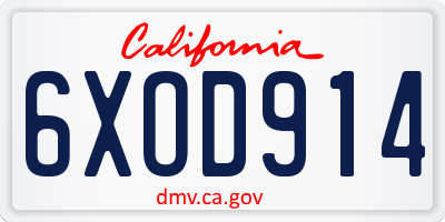 CA license plate 6XOD914