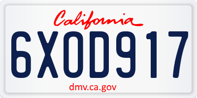CA license plate 6XOD917