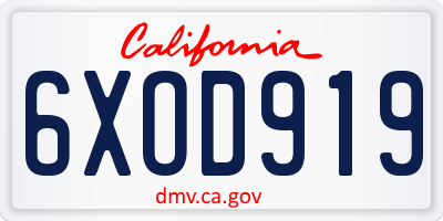 CA license plate 6XOD919
