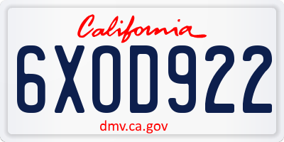 CA license plate 6XOD922