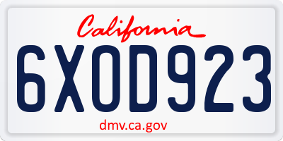 CA license plate 6XOD923
