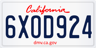 CA license plate 6XOD924