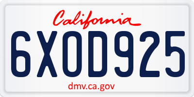 CA license plate 6XOD925