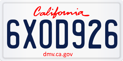 CA license plate 6XOD926