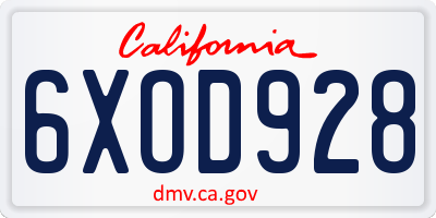 CA license plate 6XOD928