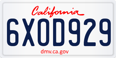 CA license plate 6XOD929