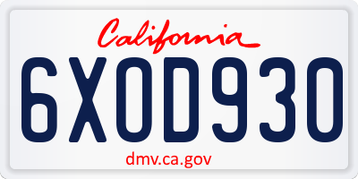 CA license plate 6XOD930