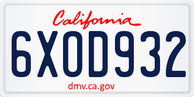 CA license plate 6XOD932