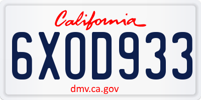 CA license plate 6XOD933
