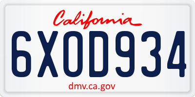 CA license plate 6XOD934