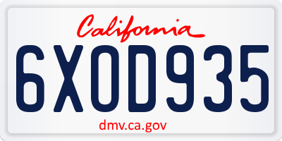CA license plate 6XOD935