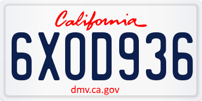 CA license plate 6XOD936