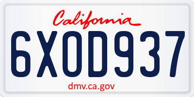 CA license plate 6XOD937