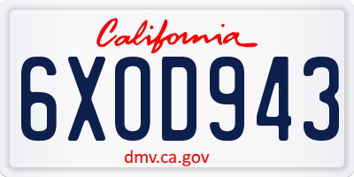 CA license plate 6XOD943