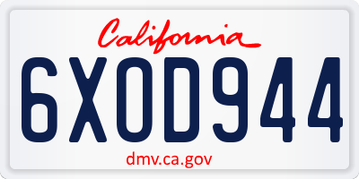 CA license plate 6XOD944