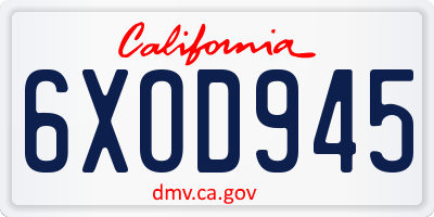 CA license plate 6XOD945