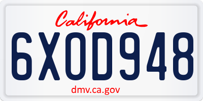 CA license plate 6XOD948