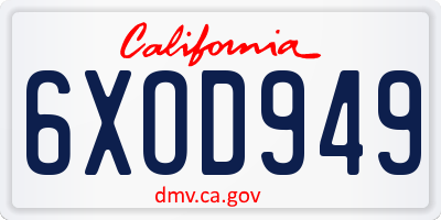 CA license plate 6XOD949
