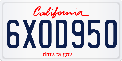 CA license plate 6XOD950