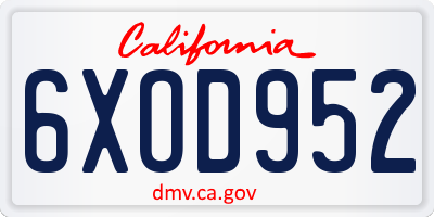 CA license plate 6XOD952