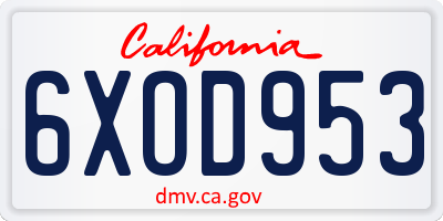 CA license plate 6XOD953