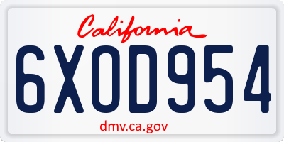 CA license plate 6XOD954