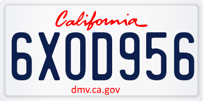 CA license plate 6XOD956