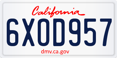 CA license plate 6XOD957