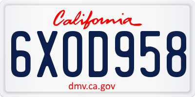 CA license plate 6XOD958