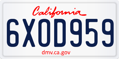 CA license plate 6XOD959