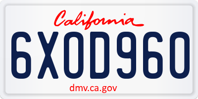 CA license plate 6XOD960
