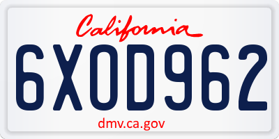 CA license plate 6XOD962