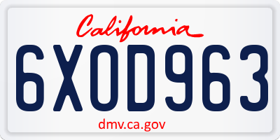 CA license plate 6XOD963
