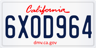 CA license plate 6XOD964