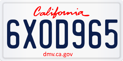 CA license plate 6XOD965