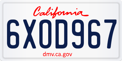 CA license plate 6XOD967