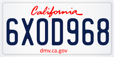 CA license plate 6XOD968