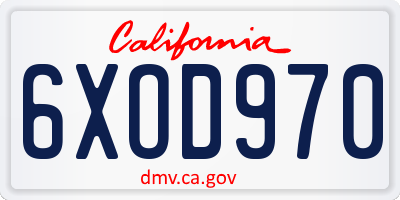 CA license plate 6XOD970
