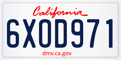 CA license plate 6XOD971